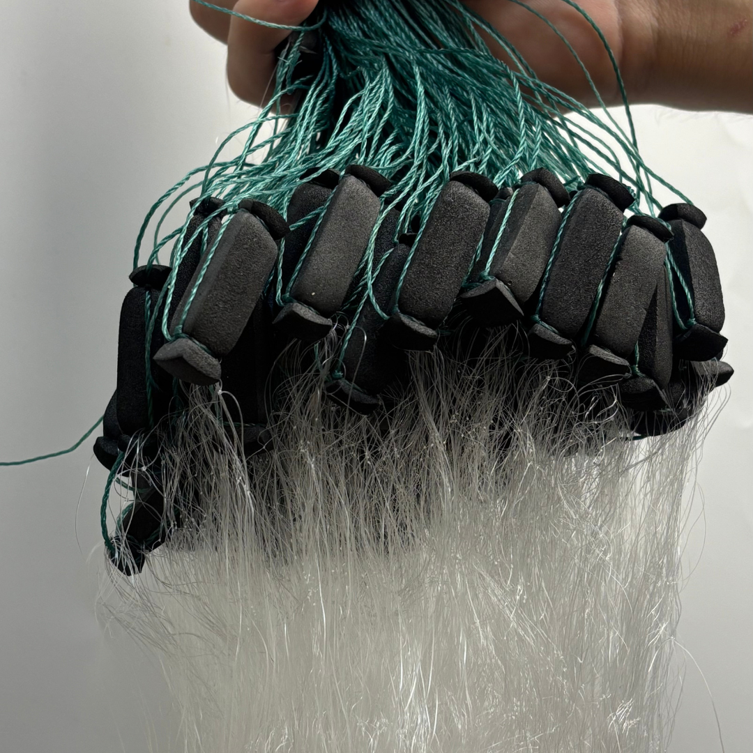 3-Layer Fishing Gill Net, Durable Trammel Net with Sinkers & Floats